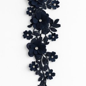 🌸 Black Floral Lace Applique Patch