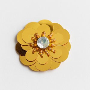 🌟 Golden Sequin Flower Applique