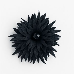 Elegant Black Floral Applique – Crystal Center Accent