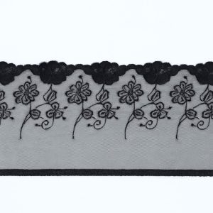 🌸 Elegant Black Floral Embroidered Lace – Perfect for Luxury Finishing! 🌸